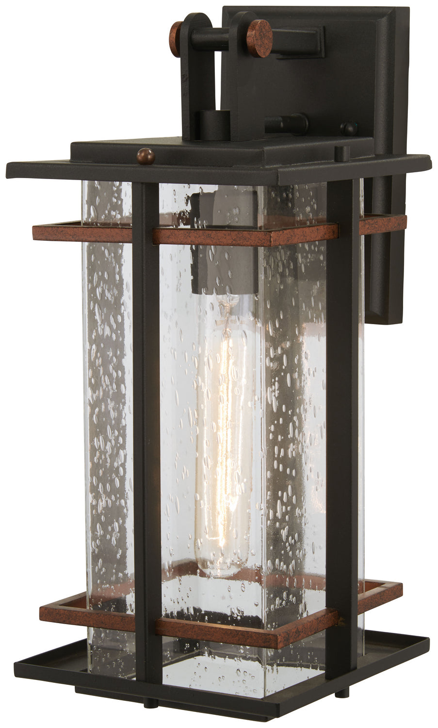 Minka Lavery San Marcos One Light Outdoor Wall Mount in Coal with Antique Copper Accents