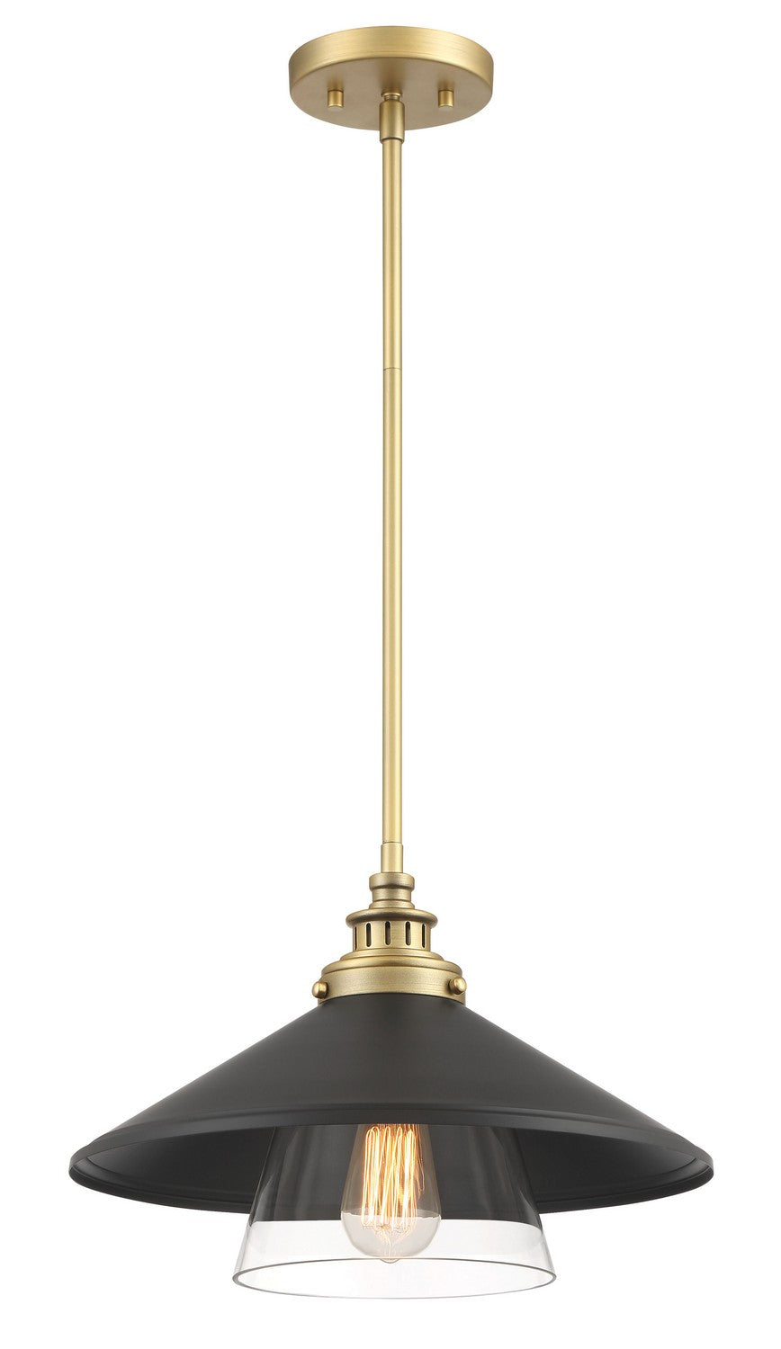 Minka Lavery Segan One Light Mini Pendant in Coal & Soft Brass (Painted)
