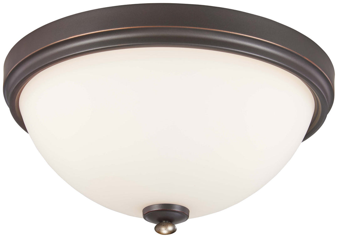Minka Lavery Shadowglen Three Light Flush Mount in Lathan Bronze with Gold Highlights