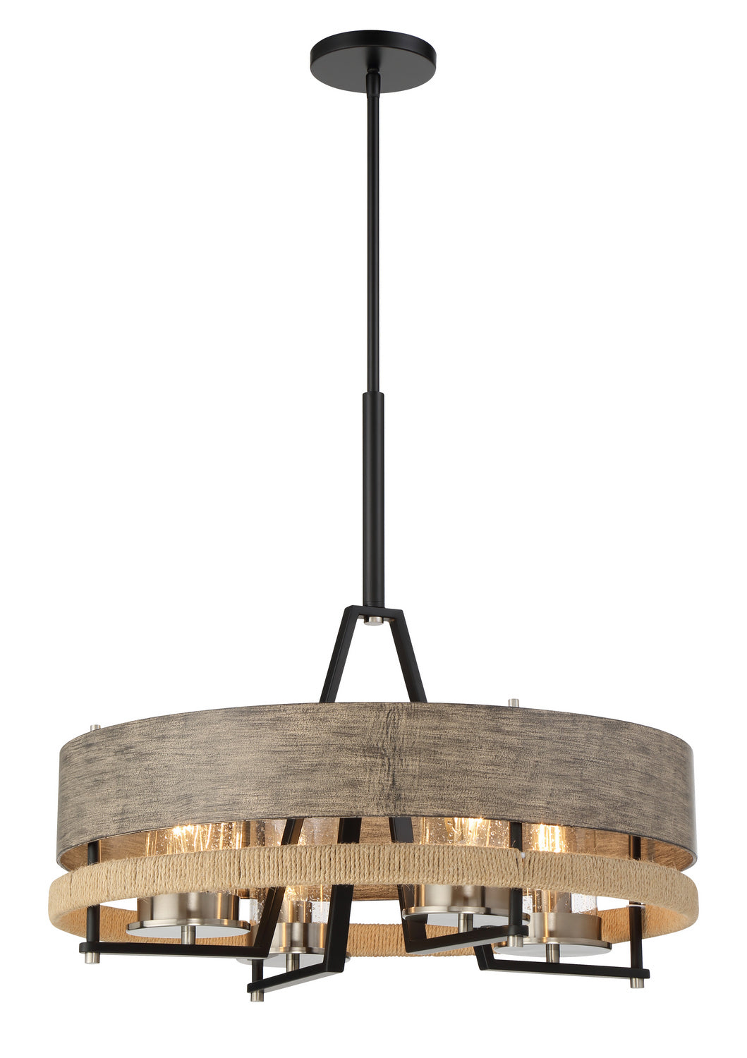 Minka Lavery Silver Creek Four Light Chandelier in Stone Grey, Coal & Brushed Nic