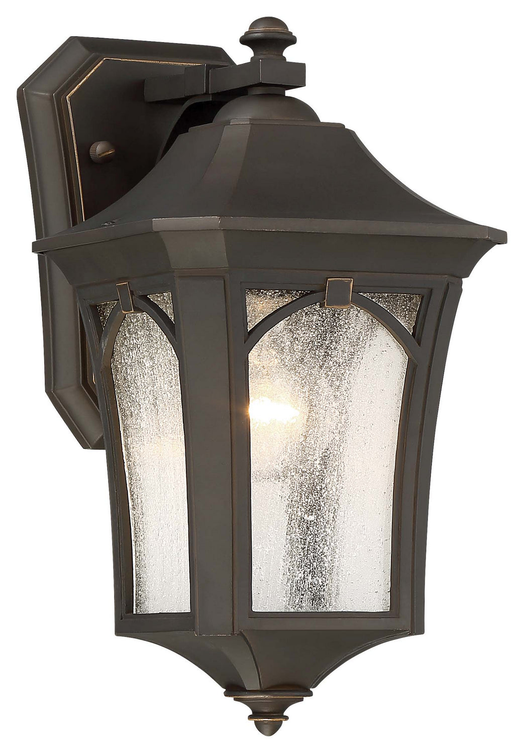 Minka Lavery Solida One Light Outdoor Wall Mount in Oil Rubbed Bronze with Gold Highlights