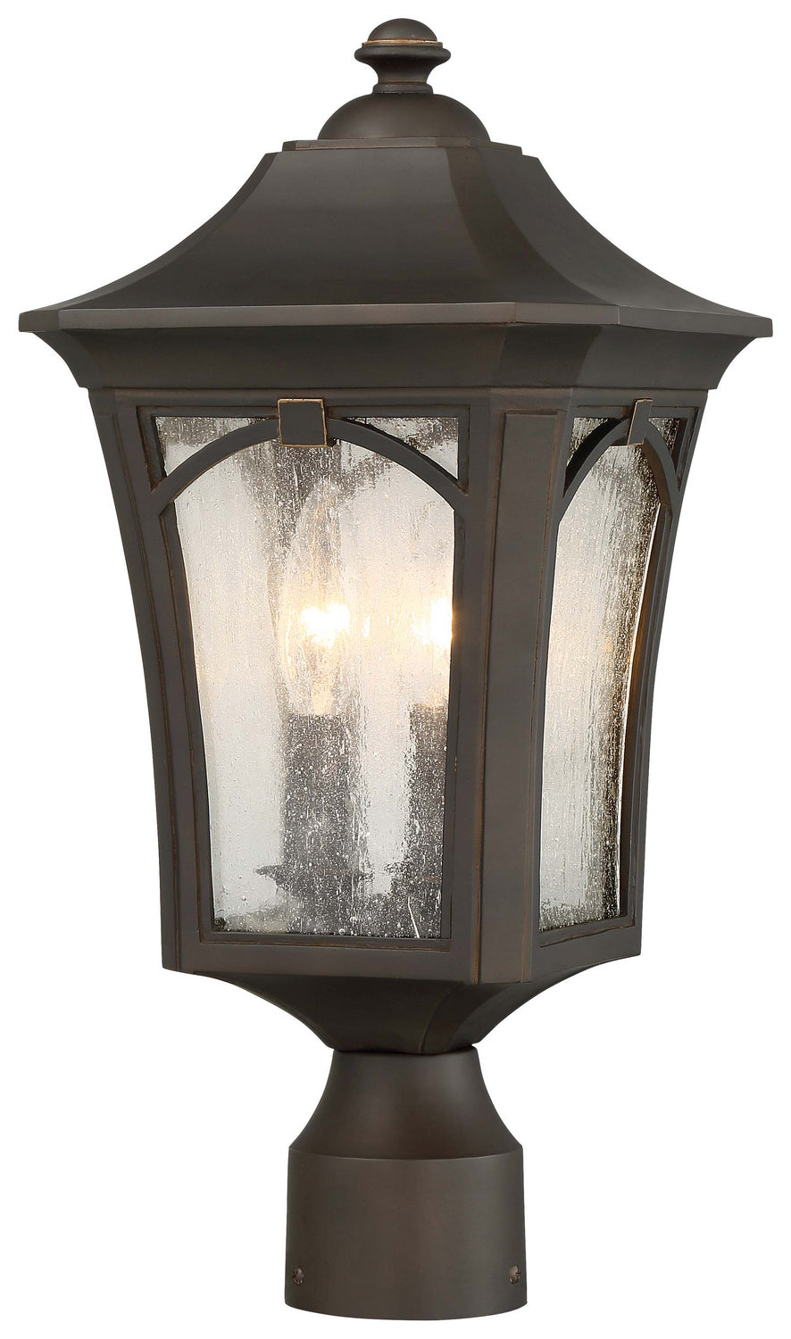 Minka Lavery Solida Three Light Outdoor Post Mount in Oil Rubbed Bronze with Gold Highlights