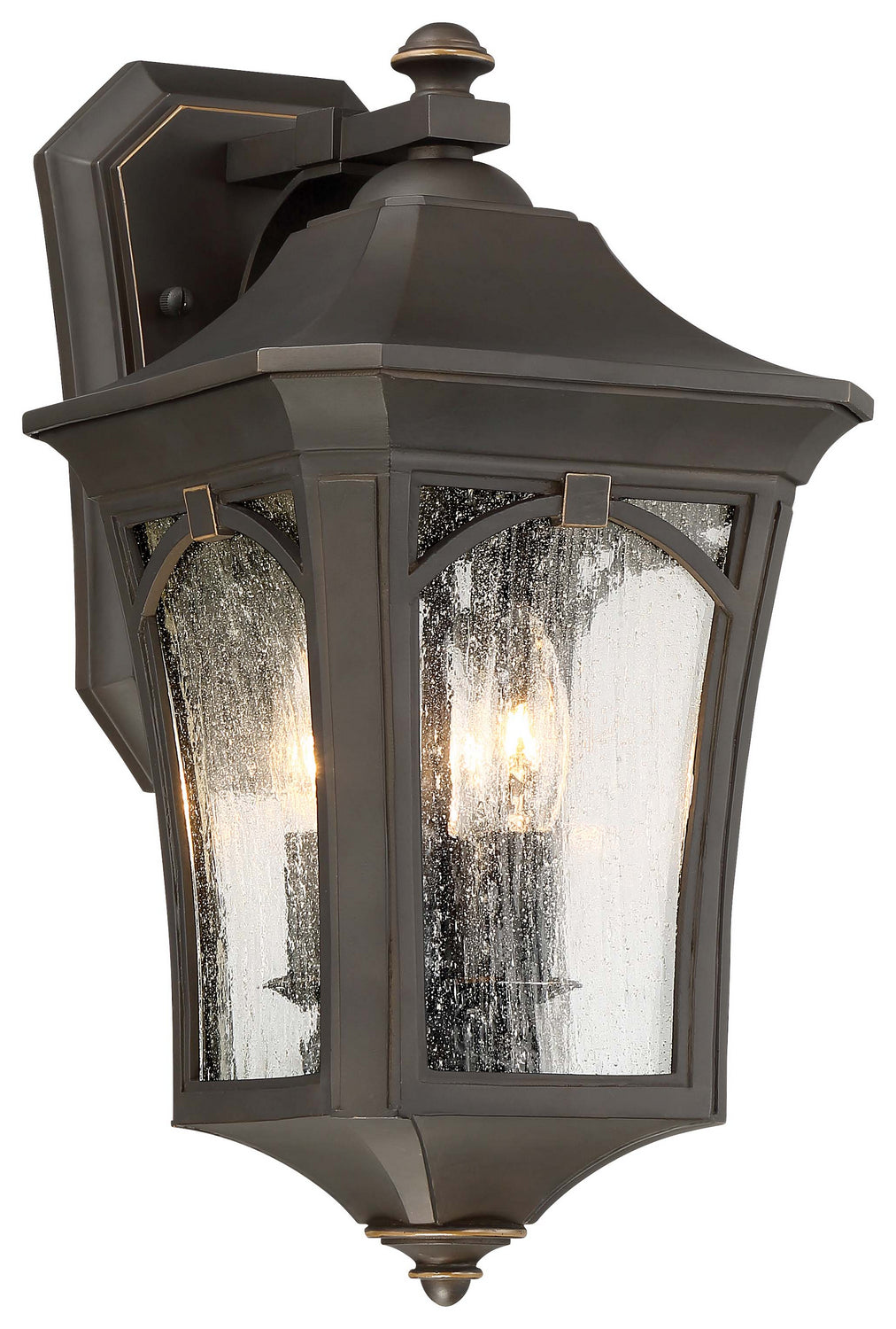 Minka Lavery Solida Three Light Outdoor Wall Mount in Oil Rubbed Bronze with Gold Highlights