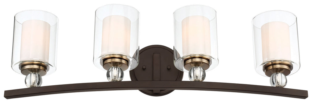 Minka Lavery Studio 5 Four Light Bath in Painted Bronze with Natural Brushed Brass Clear Glass