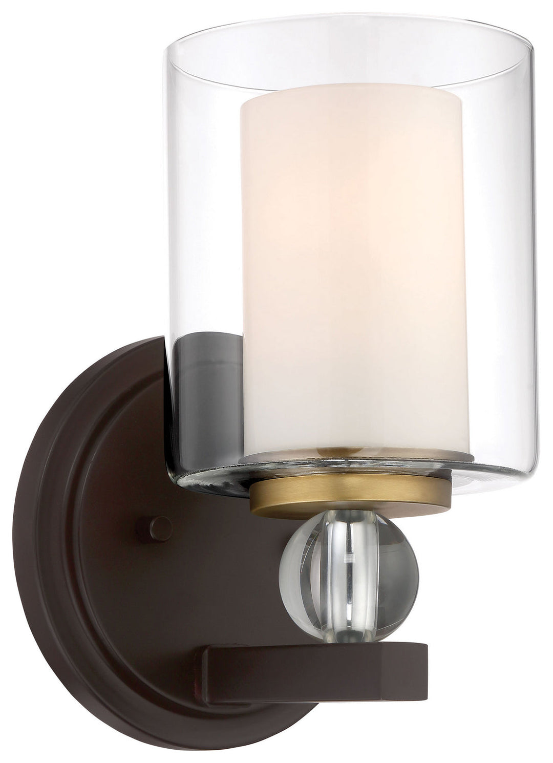Minka Lavery Studio 5 One Light Bath in Painted Bronze with Natural Brushed Brass Clear Glass