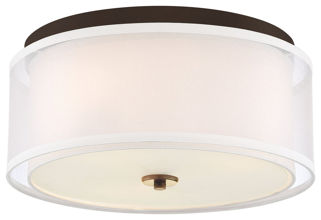 Minka Lavery Studio 5 Three Light Flush Mount in Painted Bronze with Natural Brushed Brass Clear Glass