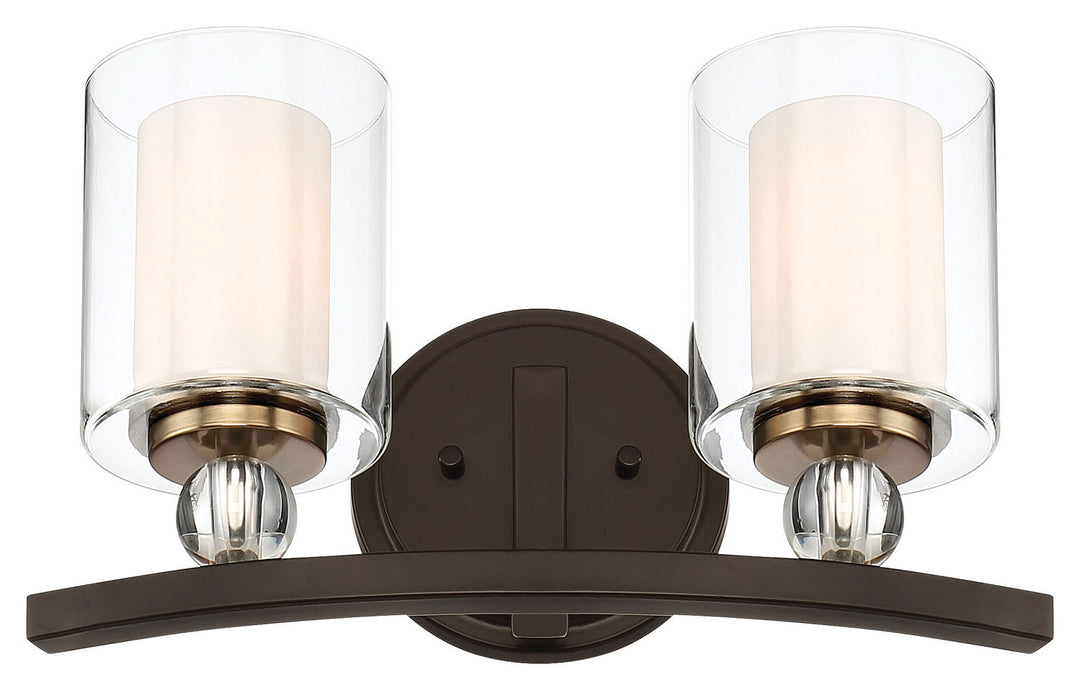 Minka Lavery Studio 5 Two Light Bath in Painted Bronze with Natural Brushed Brass Clear Glass