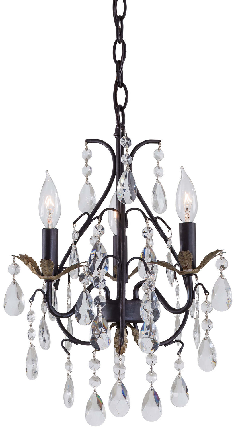 Minka Lavery Three Light Mini Chandelier in Castlewood Walnutt with Silver Highlights