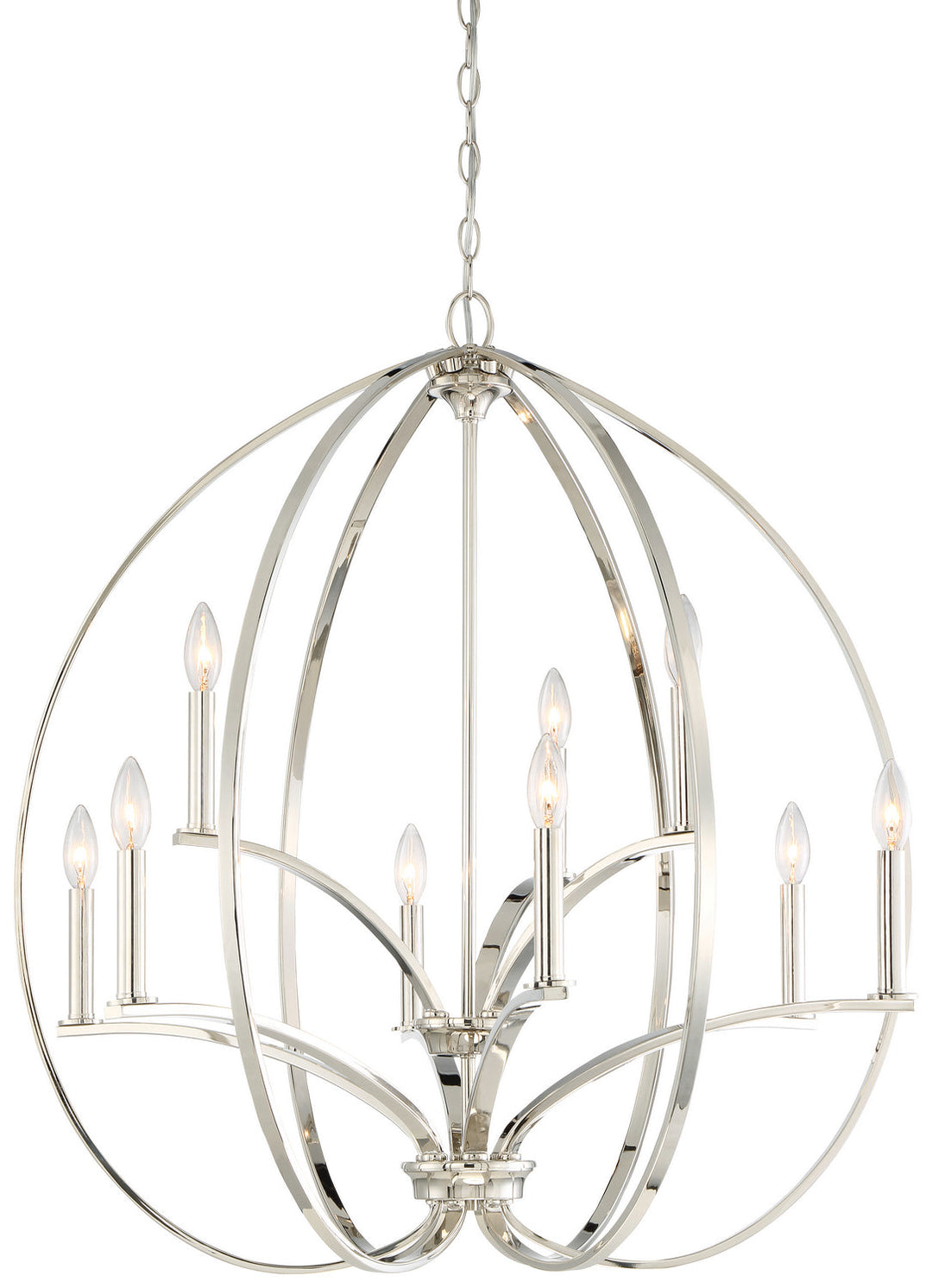 Minka Lavery Tilbury Nine Light Chandelier in Polished Nickel