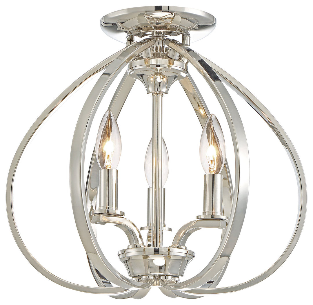 Minka Lavery Tilbury Three Light Semi Flush Mount in Polished Nickel