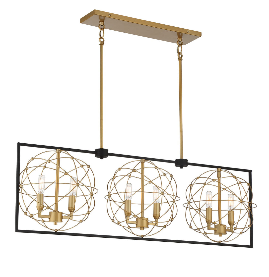 Minka Lavery Titans Trace Six Light Pendant in Sand Coal with Painted Honey Gold