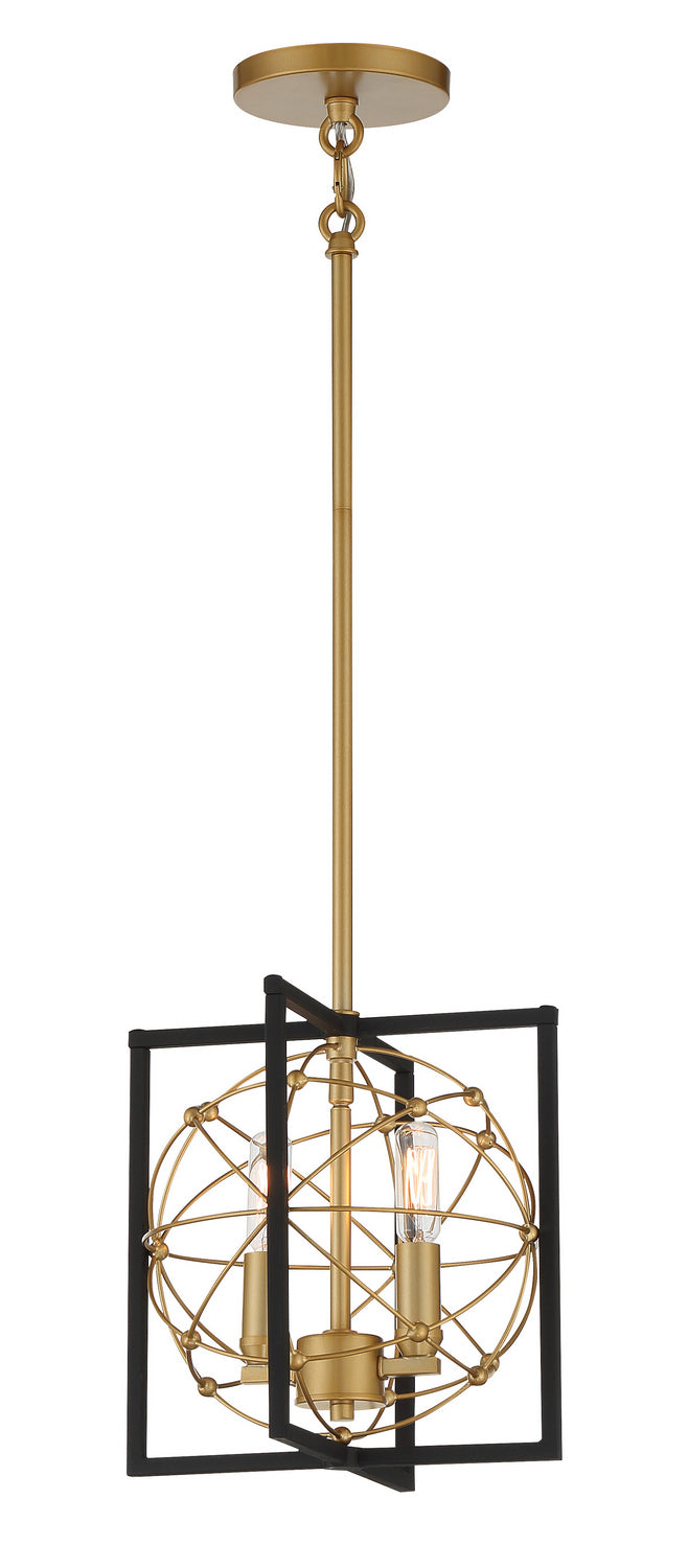 Minka Lavery Titans Trace Two Light Mini Pendant in Sand Coal with Painted Honey Gold