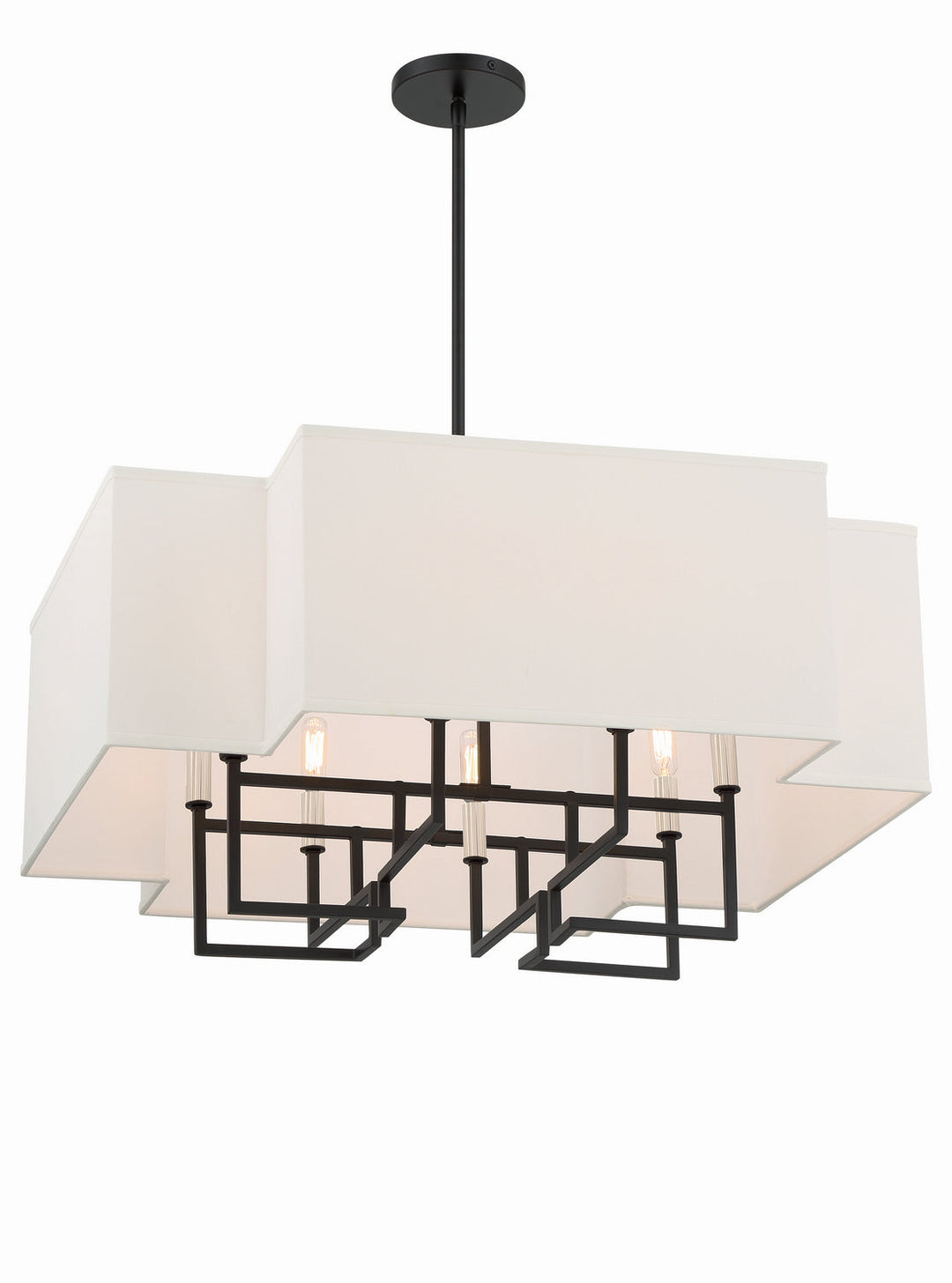 Minka Lavery Upham Estates Eight Light Pendant in Coal with Polished Nickel Highlights
