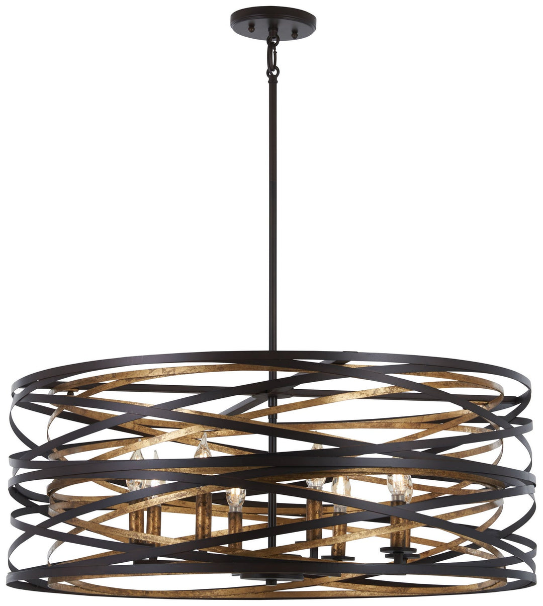 Minka Lavery Vortic Flow Eight Light Pendant in Dark Bronze with Modaic Gold