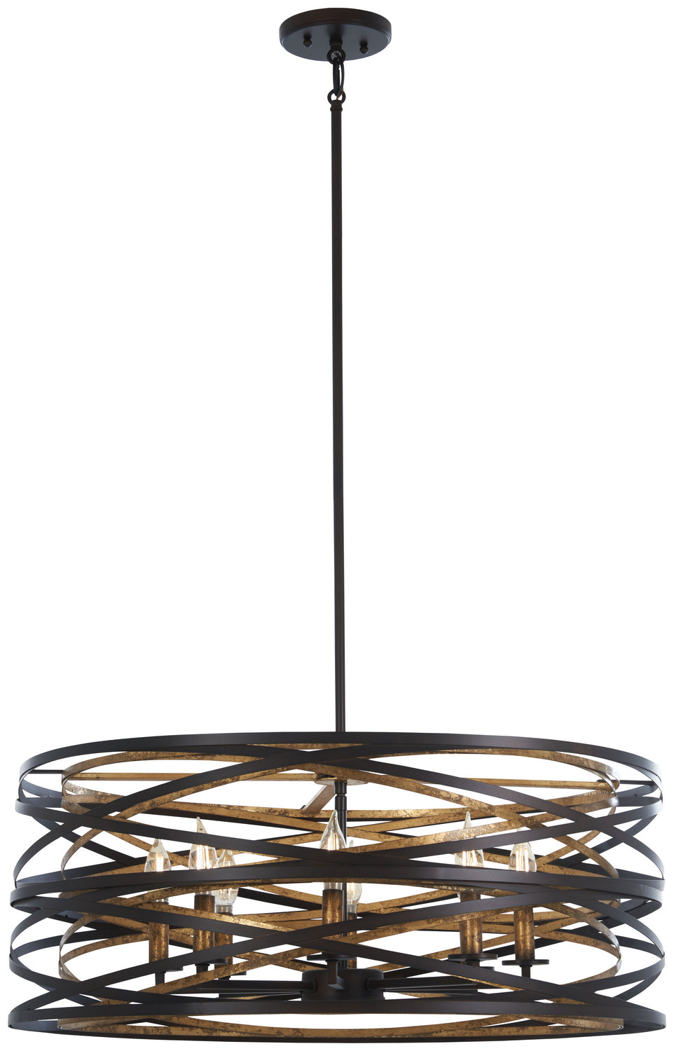 Minka Lavery Vortic Flow Eight Light Pendant in Dark Bronze with Modaic Gold