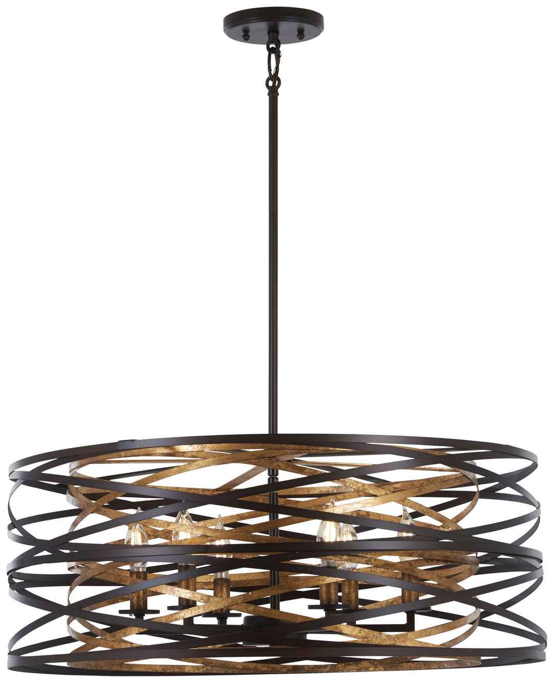Minka Lavery Vortic Flow Six Light Pendant in Dark Bronze with Modaic Gold