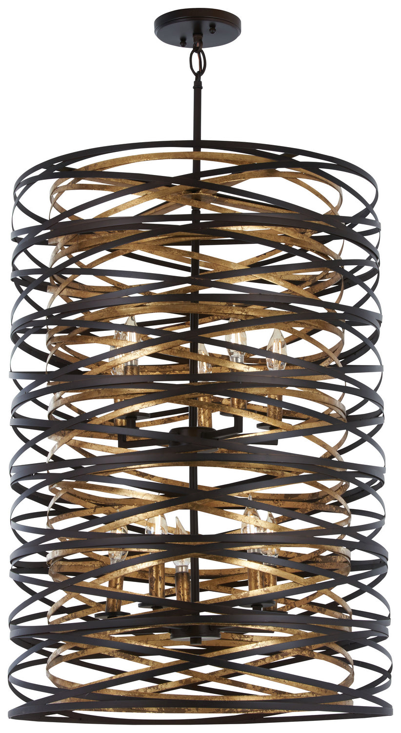 Minka Lavery Vortic Flow Ten Light Pendant in Dark Bronze with Modaic Gold