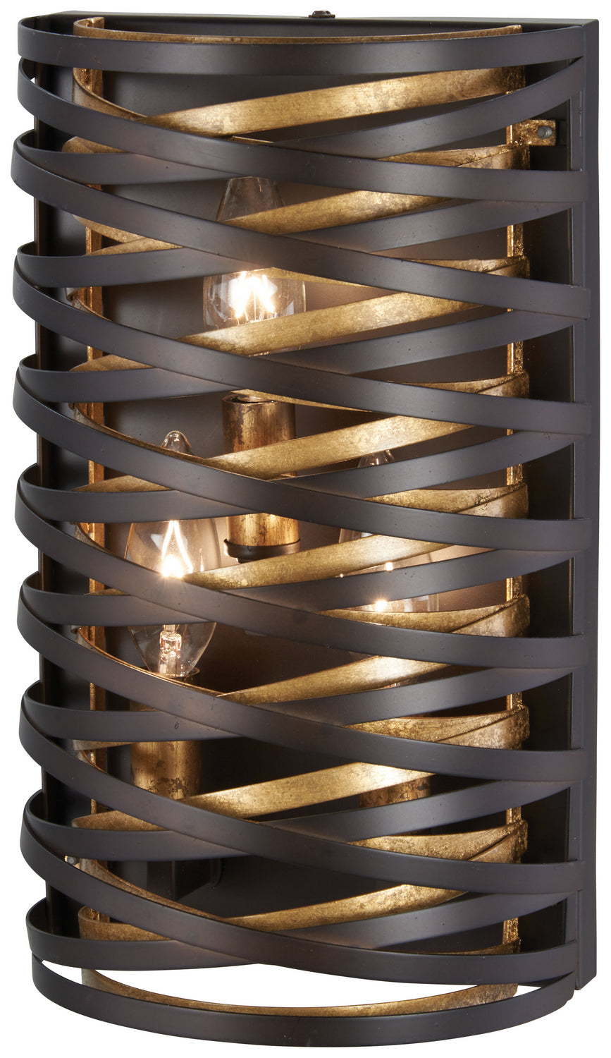 Minka Lavery Vortic Flow Three Light Wall Sconce in Dark Bronze with Modaic Gold