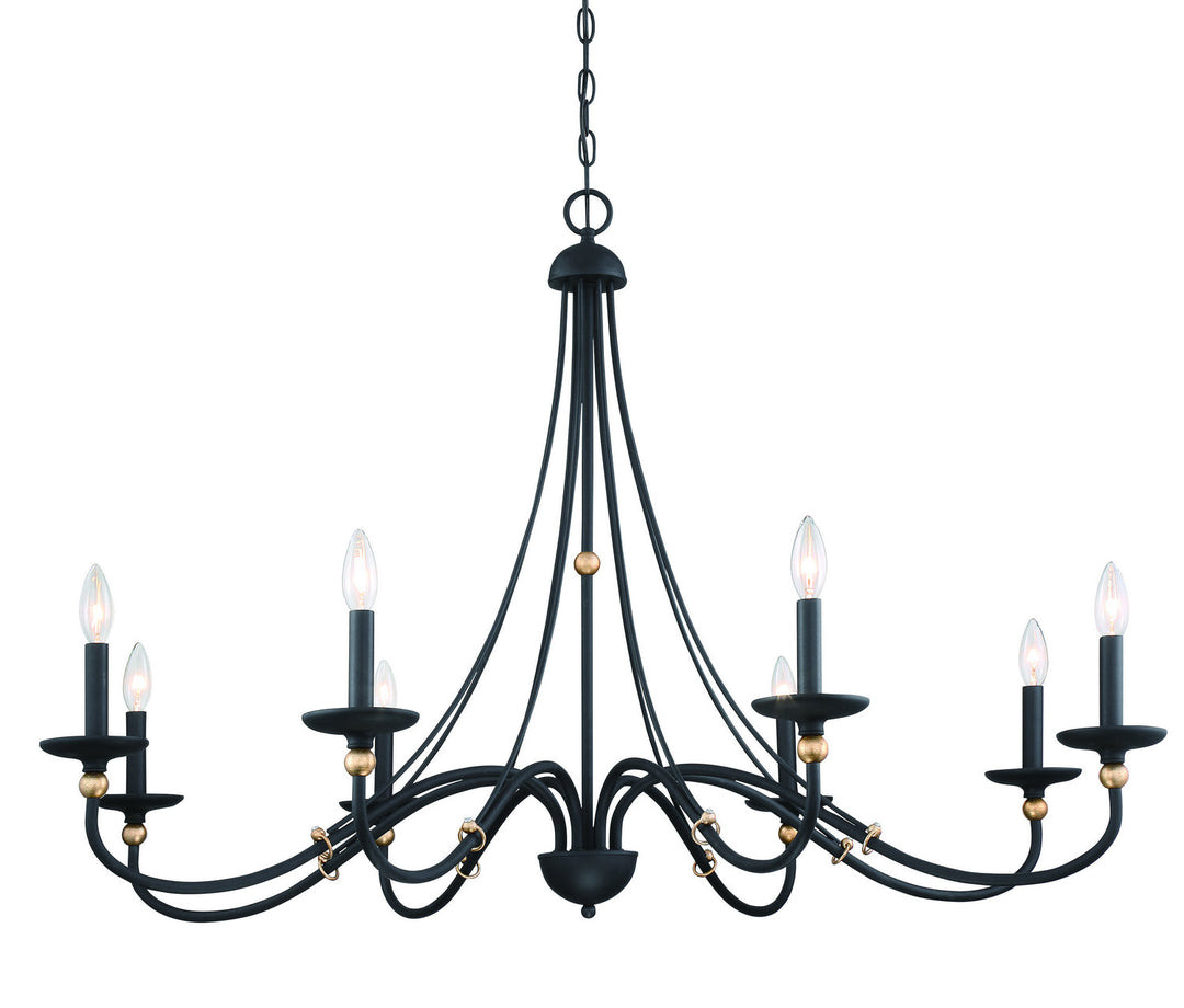 Minka Lavery Westchester County Eight Light Chandelier in Sand Coal With Skyline Gold Leaf