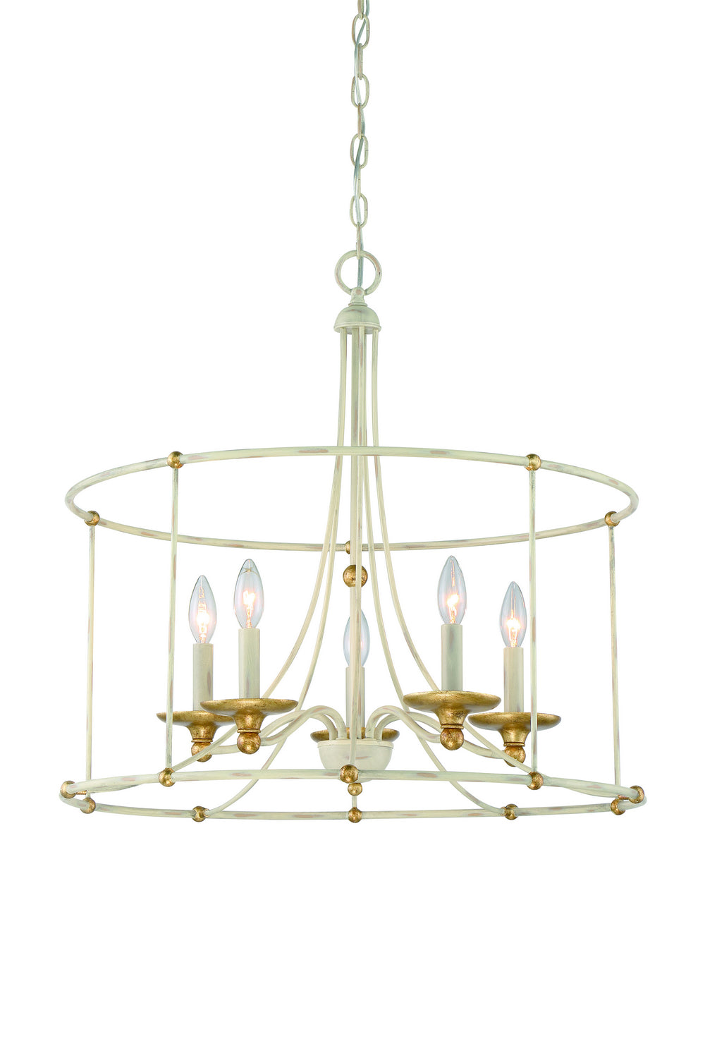 Minka Lavery Westchester County Five Light Chandelier in Farm House White With Gilded Gold Leaf