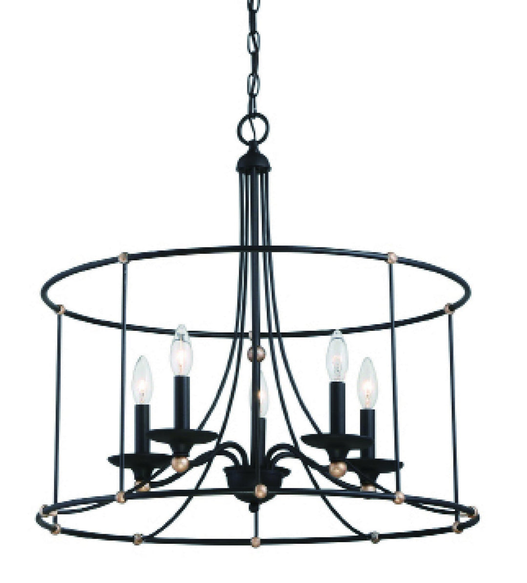 Minka Lavery Westchester County Five Light Chandelier in Sand Coal With Skyline Gold Leaf