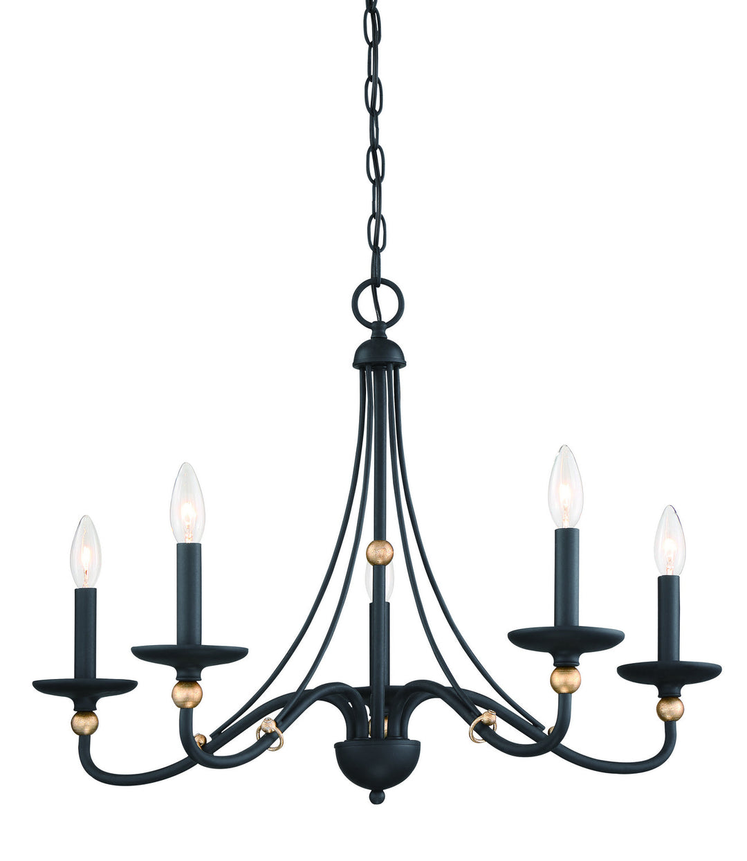 Minka Lavery Westchester County Five Light Chandelier in Sand Coal With Skyline Gold Leaf
