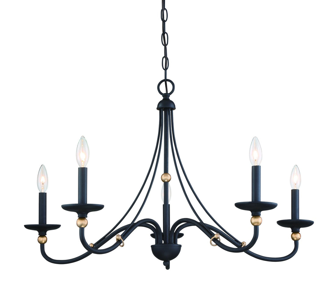 Minka Lavery Westchester County Five Light Chandelier in Sand Coal With Skyline Gold Leaf