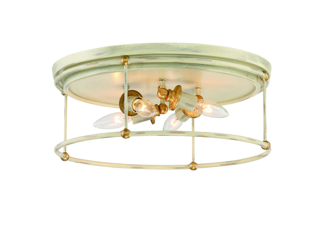 Minka Lavery Westchester County Four Light Flush Mount in Farm House White With Gilded Gold Leaf