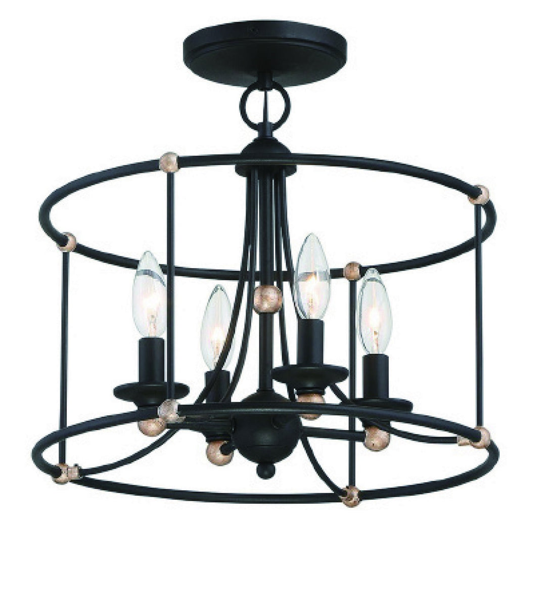 Minka Lavery Westchester County Four Light Semi Flush Mount in Sand Coal With Skyline Gold Leaf