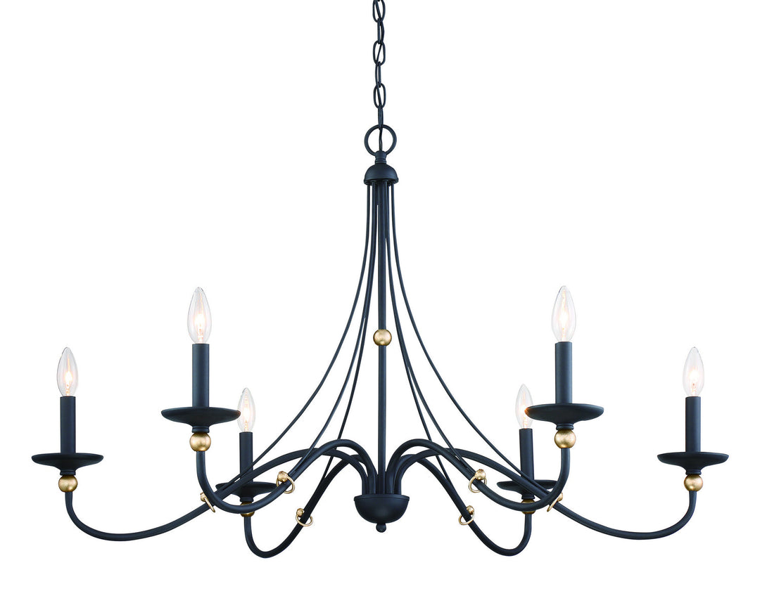 Minka Lavery Westchester County Six Light Chandelier in Sand Coal With Skyline Gold Leaf