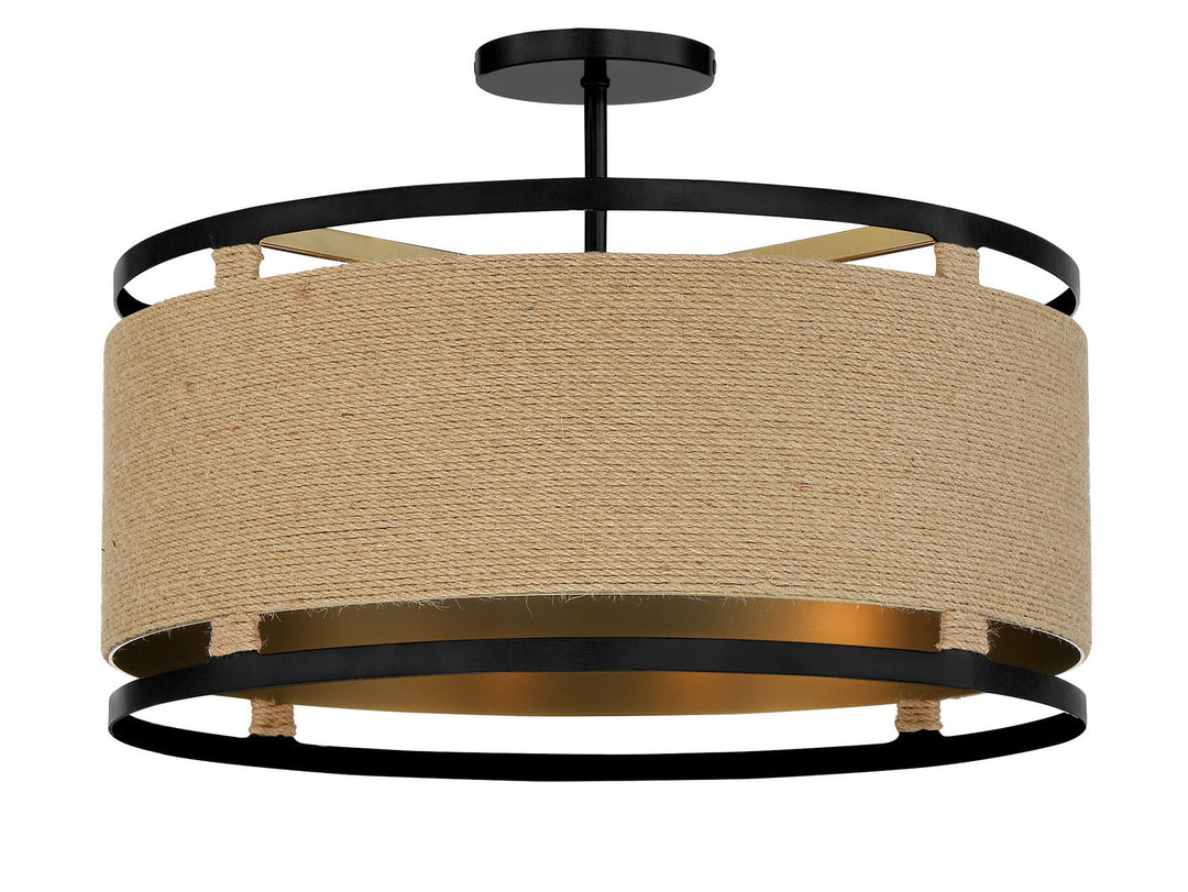 Minka Lavery Windward Passage Four Light Semi Flush Mount in Coal And Soft Brass