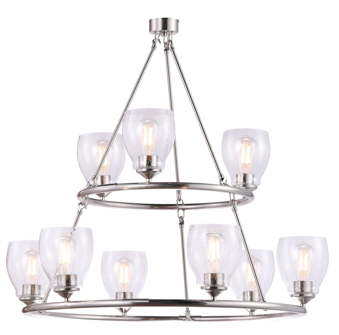 Minka Lavery Winsley Nine Light Chandelier in Brushed Nickel