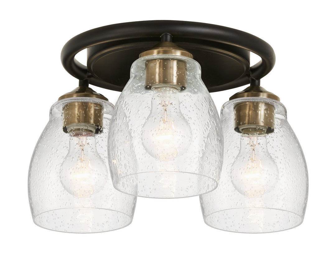 Minka Lavery Winsley Three Light Semi Flush Mount in Coal And Stained Brass