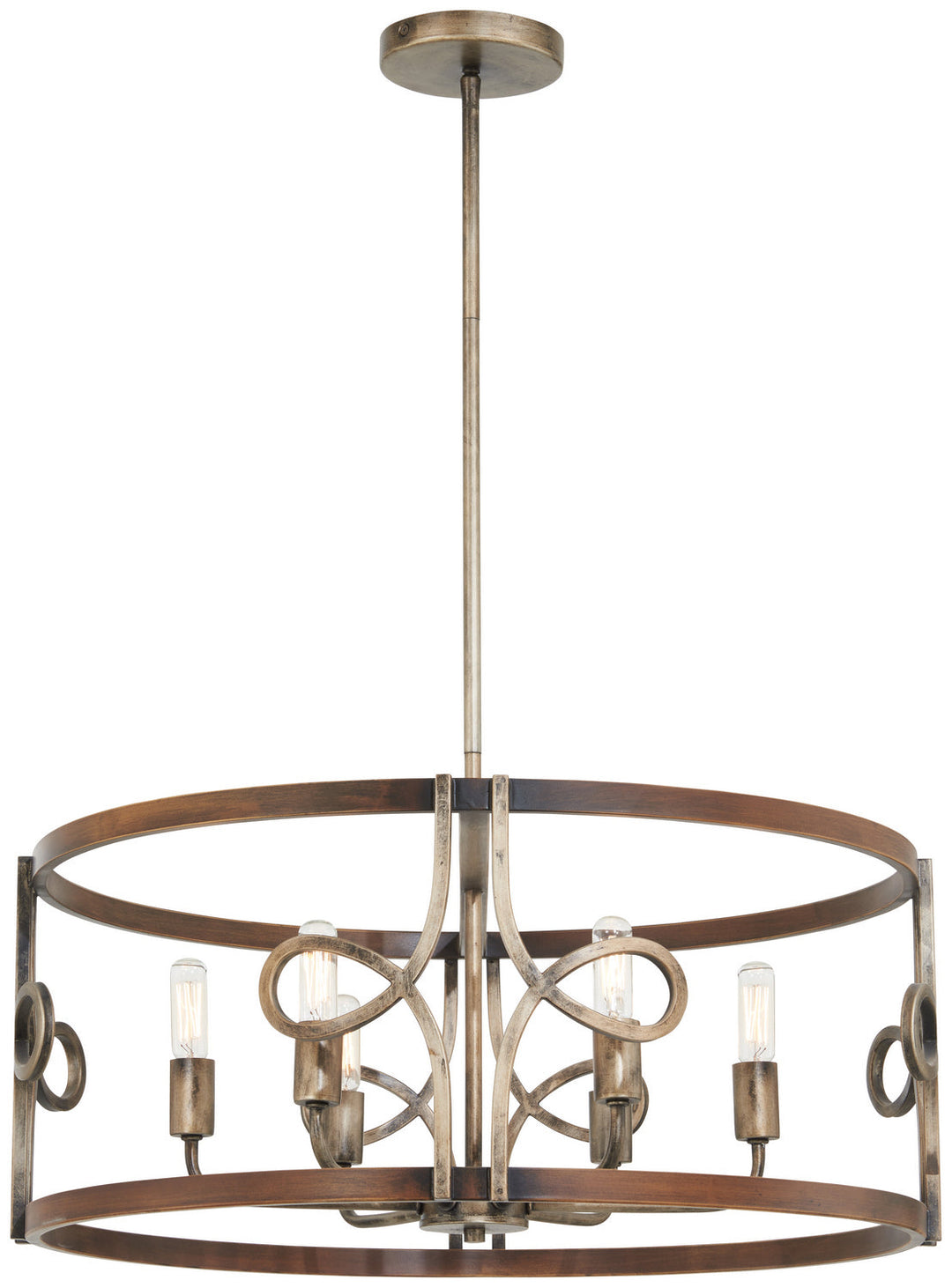 Minka Lavery Yorkville Six Light Pendant in Aged Darkwood With Silver Pati
