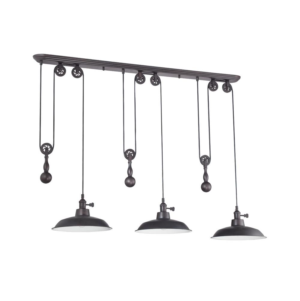 Pendant Three Light Pendant in Aged Bronze Brushed