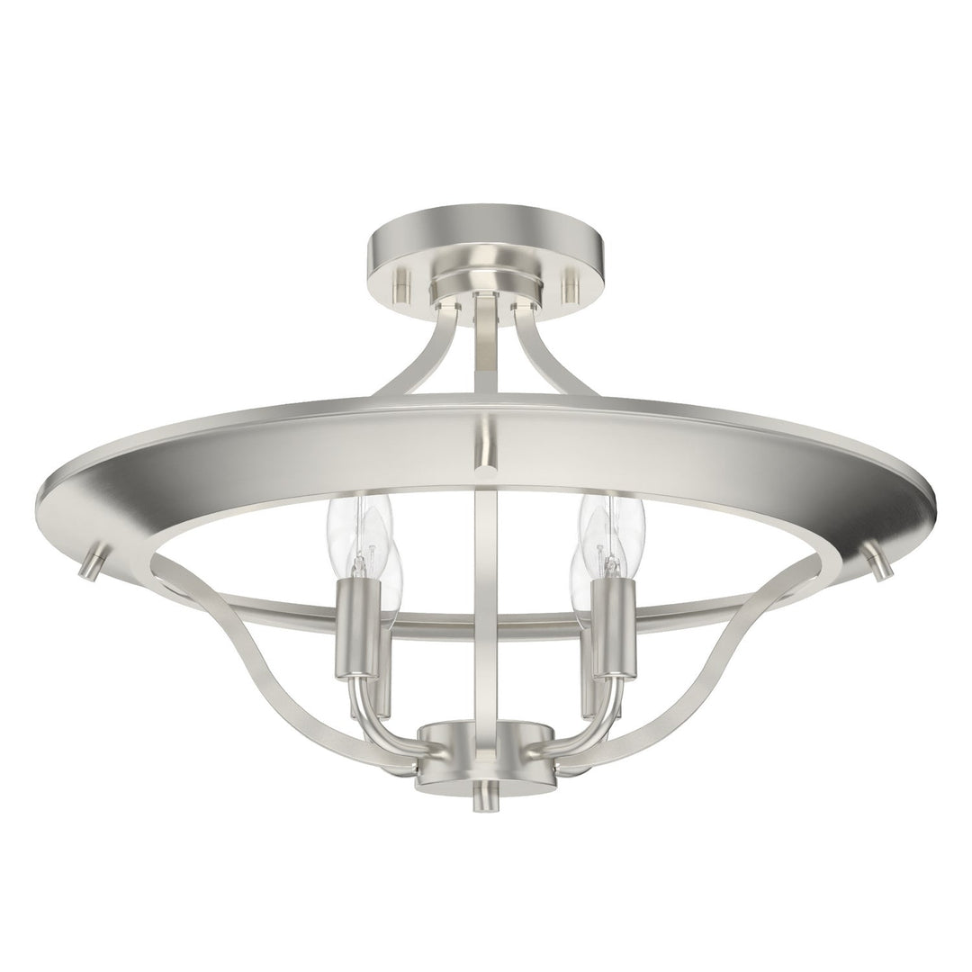 Perch Point Four Light Semi Flush Mount in Brushed Nickel