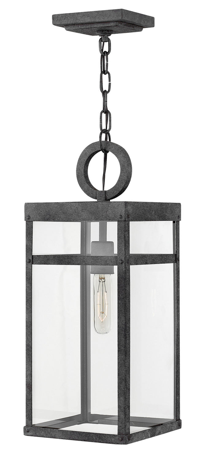 Porter LED Hanging Lantern in Aged Zinc