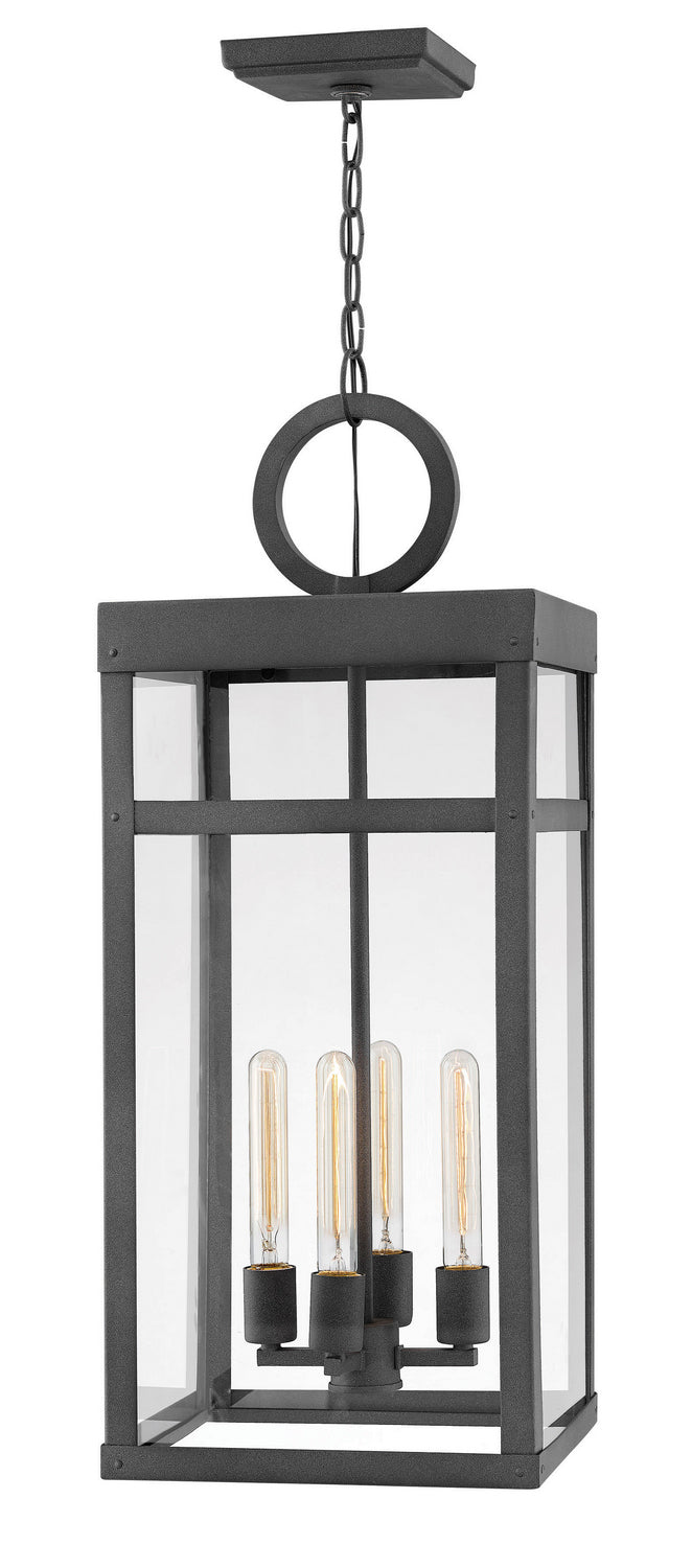 Porter LED Hanging Lantern in Aged Zinc