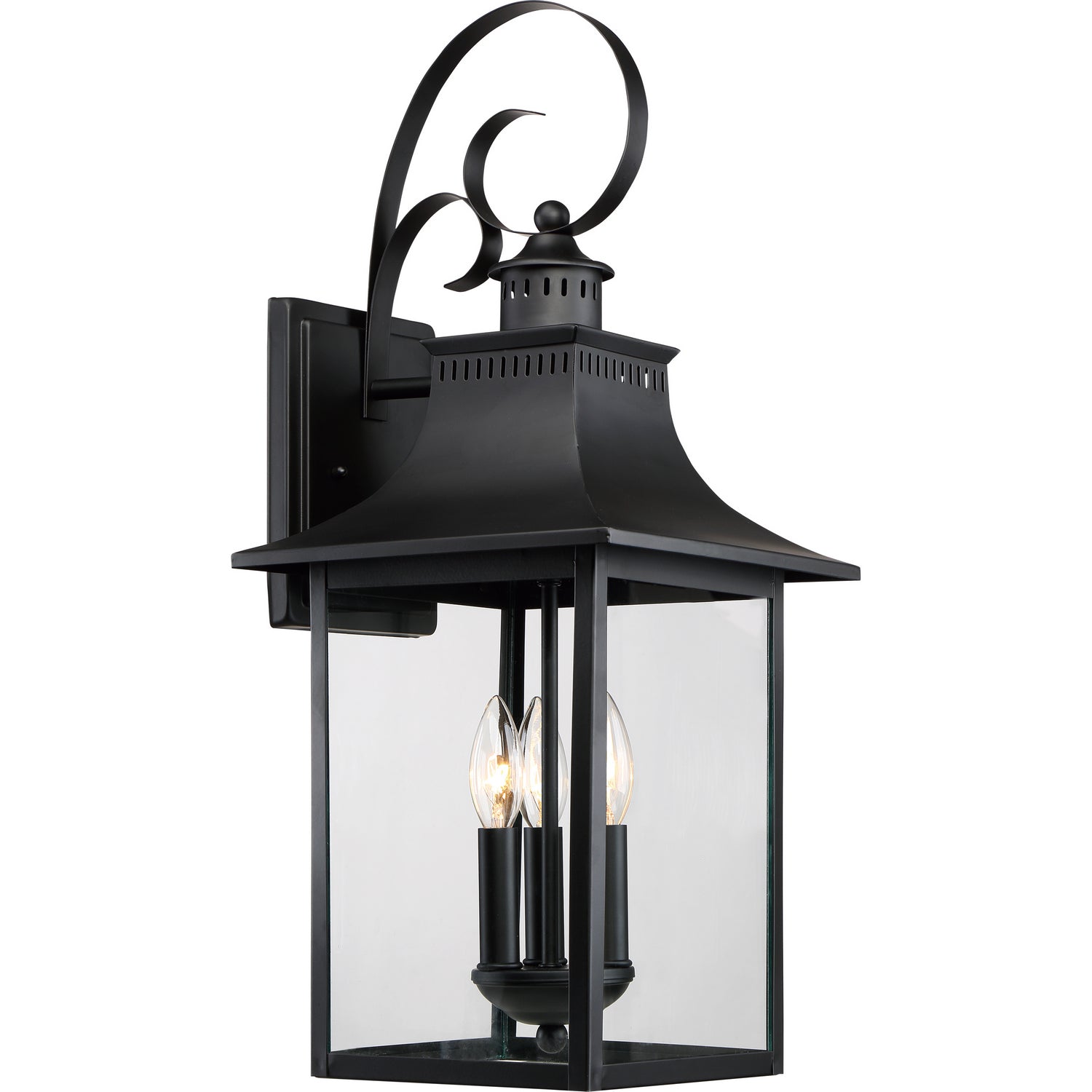 Quoizel Three Light Outdoor Wall Lantern in Mystic Black | Fan Diego