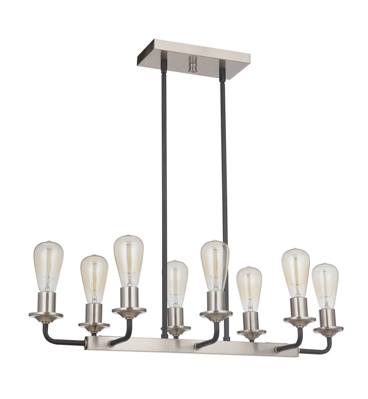 Randolph Eight Light Island Pendant in Flat Black/Brushed Polished Nickel