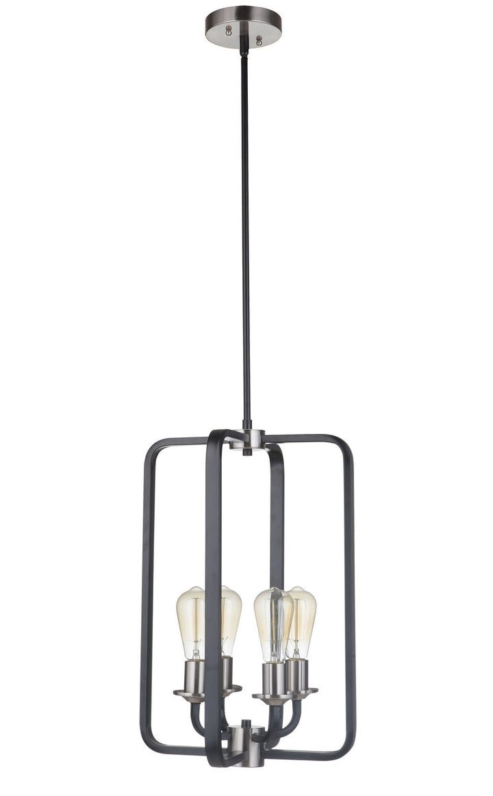Randolph Four Light Foyer Pendant in Flat Black/Brushed Polished Nickel