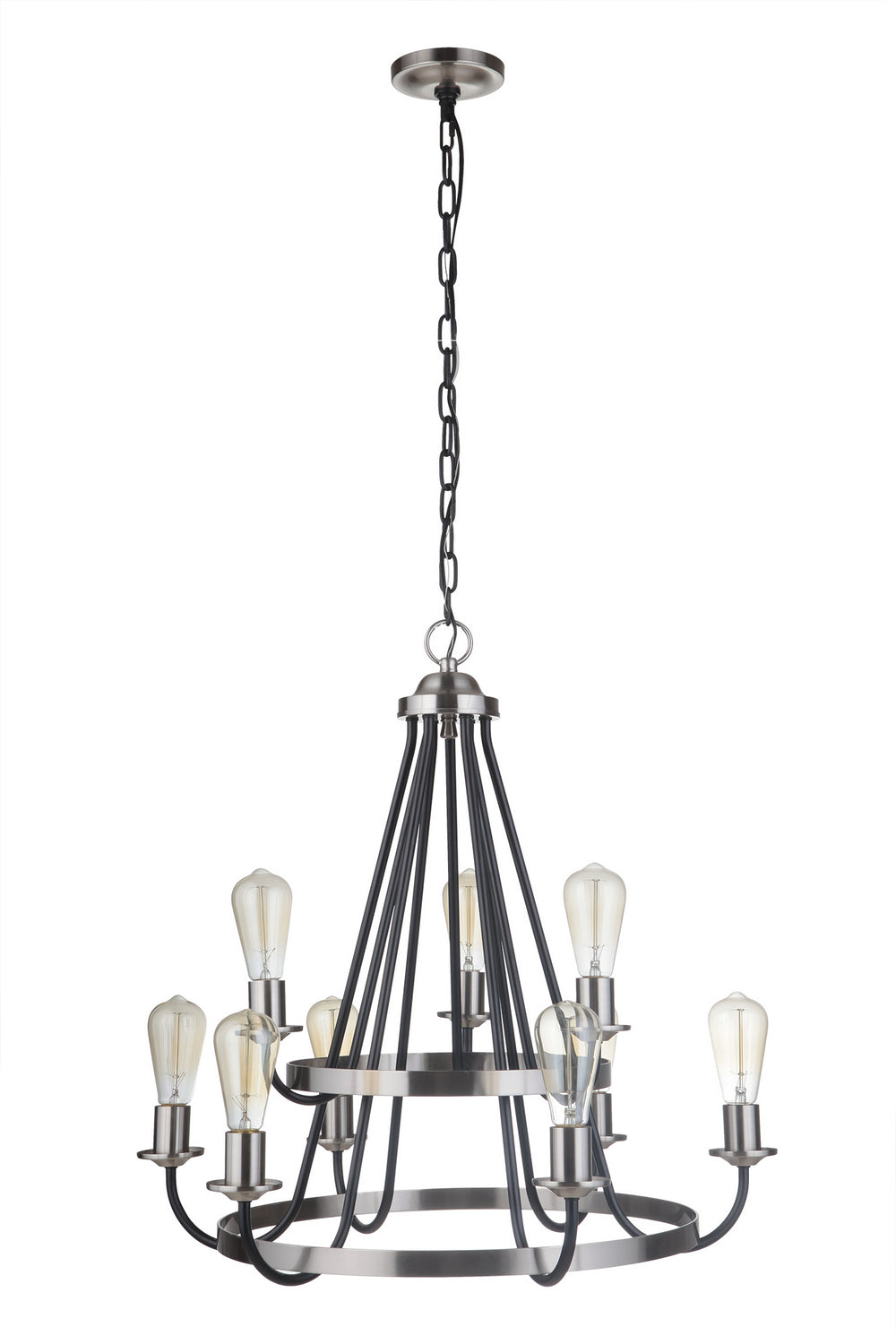 Randolph Nine Light Chandelier in Flat Black/Brushed Polished Nickel