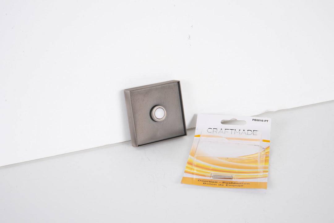 Recessed Mount Lighted Push Button in Pewter