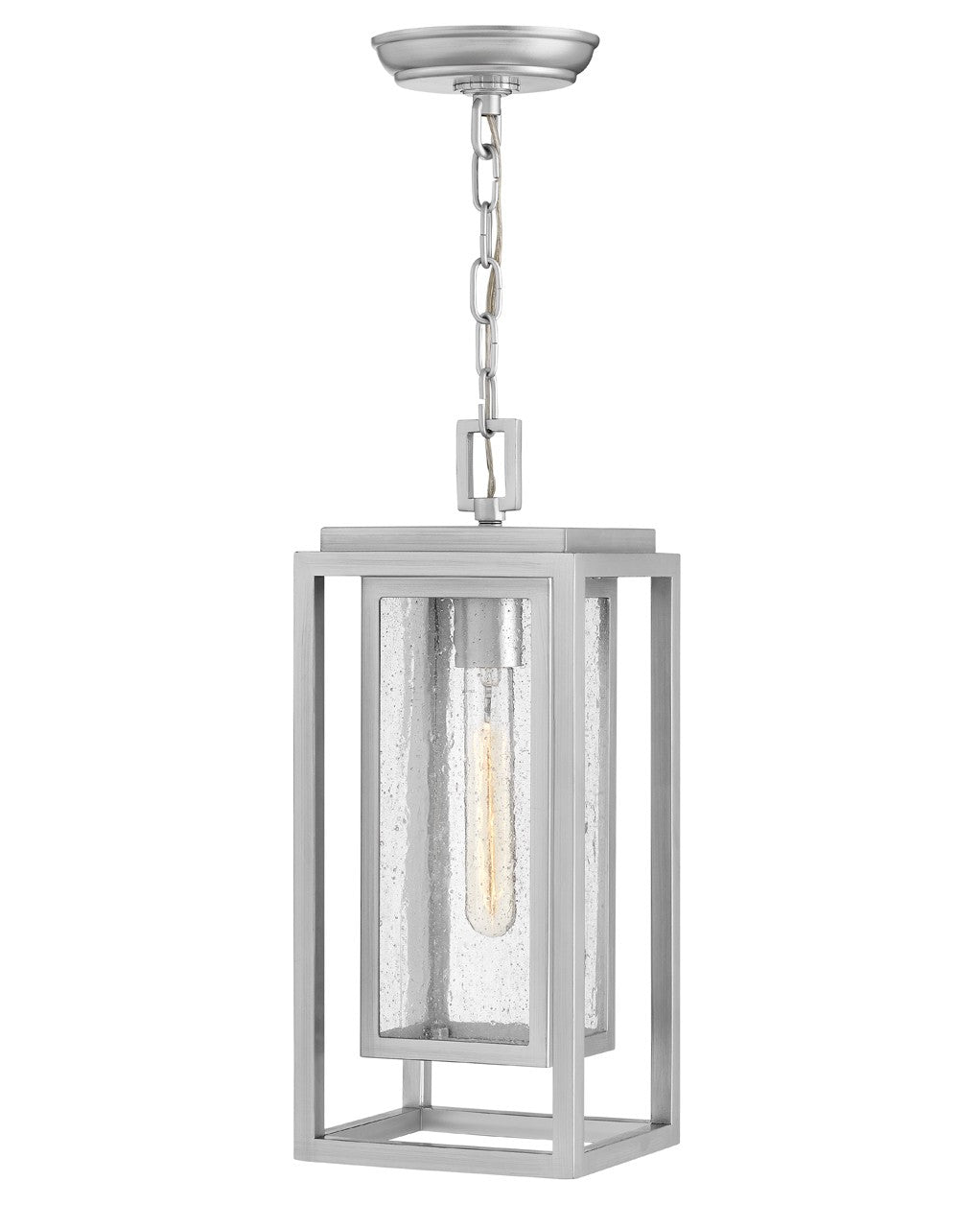 Republic LED Hanging Lantern in Satin Nickel