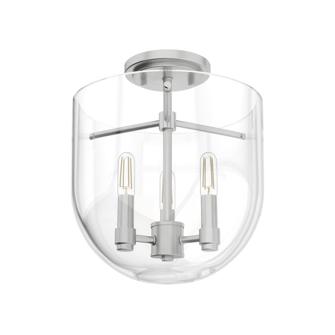 Sacha Three Light Semi Flush Mount in Brushed Nickel