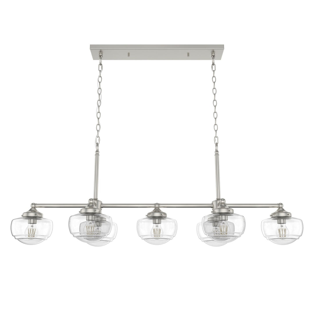 Saddle Creek Seven Light Linear Chandelier in Brushed Nickel