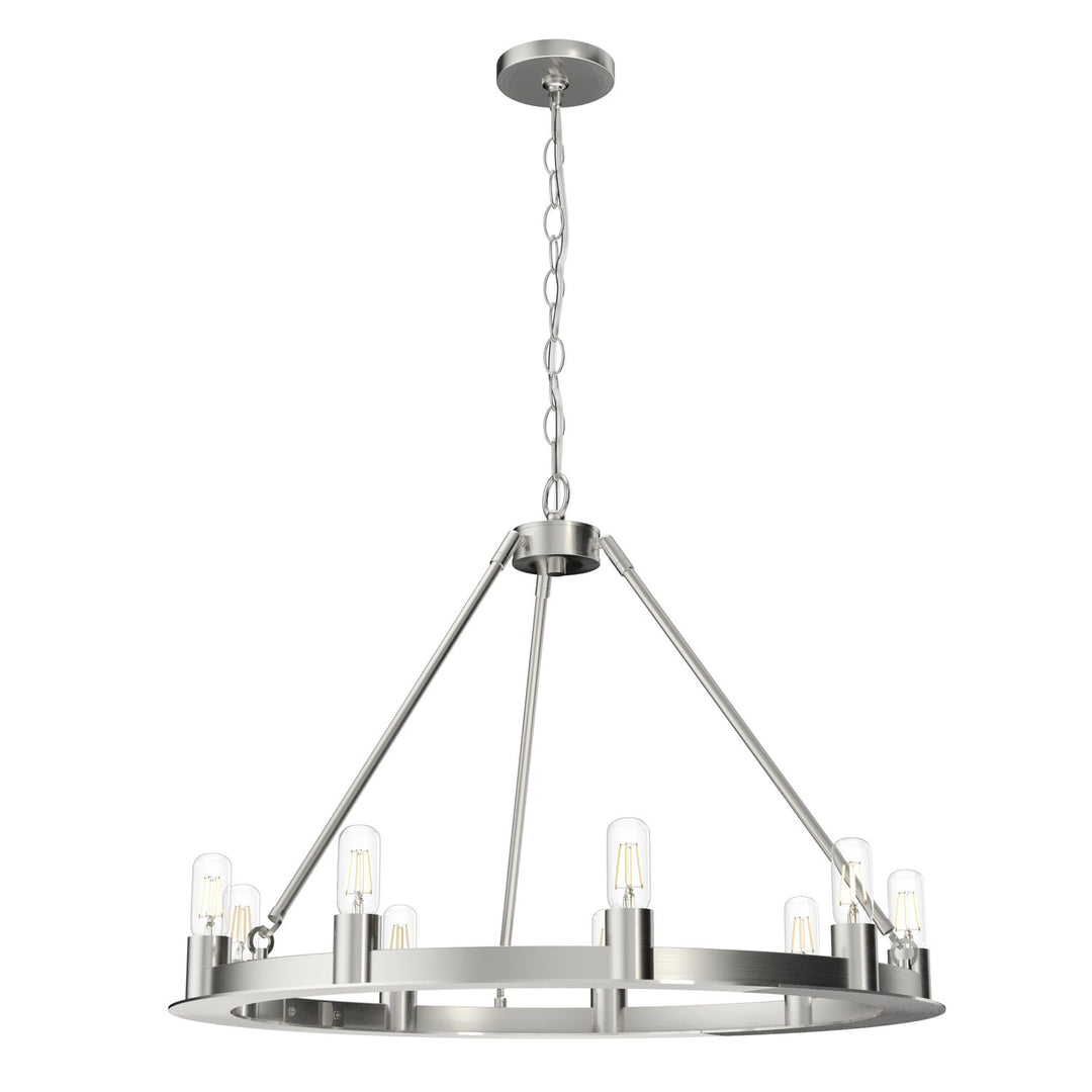 Saddlewood Nine Light Chandelier in Brushed Nickel