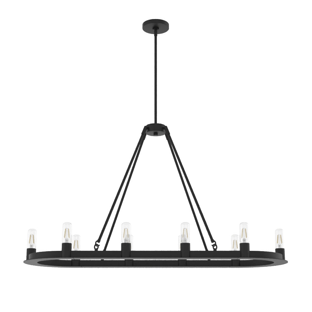 Saddlewood Ten Light Chandelier in Natural Black Iron