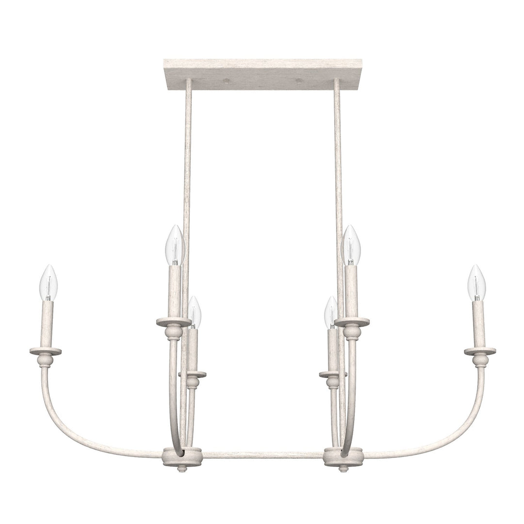 Southcrest Six Light Linear Chandelier in Distressed White