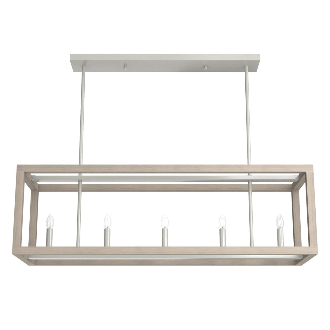 Squire Manor Five Light Linear Chandelier in Brushed Nickel